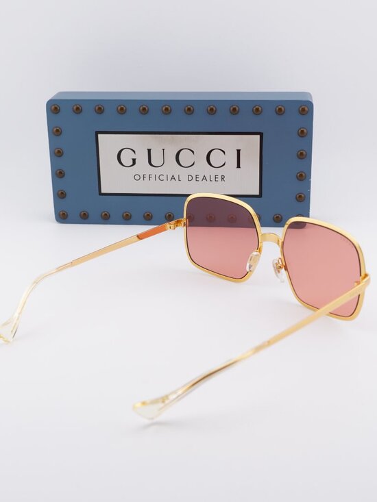 Gucci GG1063S 001 Square Sunglasses - Gold\\Red main image 10